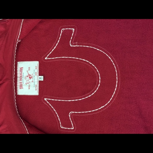 True Religion Burgundy Sweatshirt with White Stitching - Picture 5 of 5